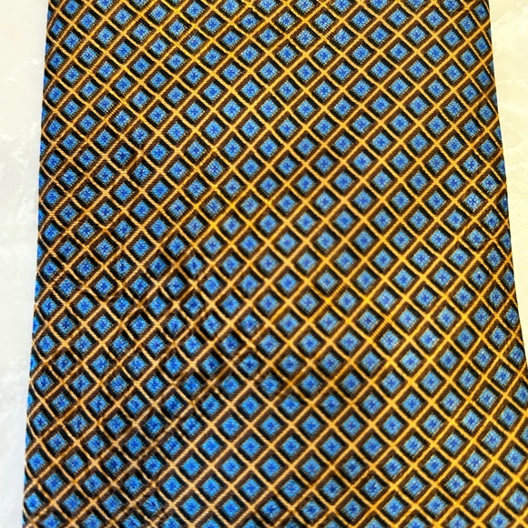 Stefano Ricci Blue and Gold Geometric Tie, 100% Silk, Made in Italy - Picture 5 of 9